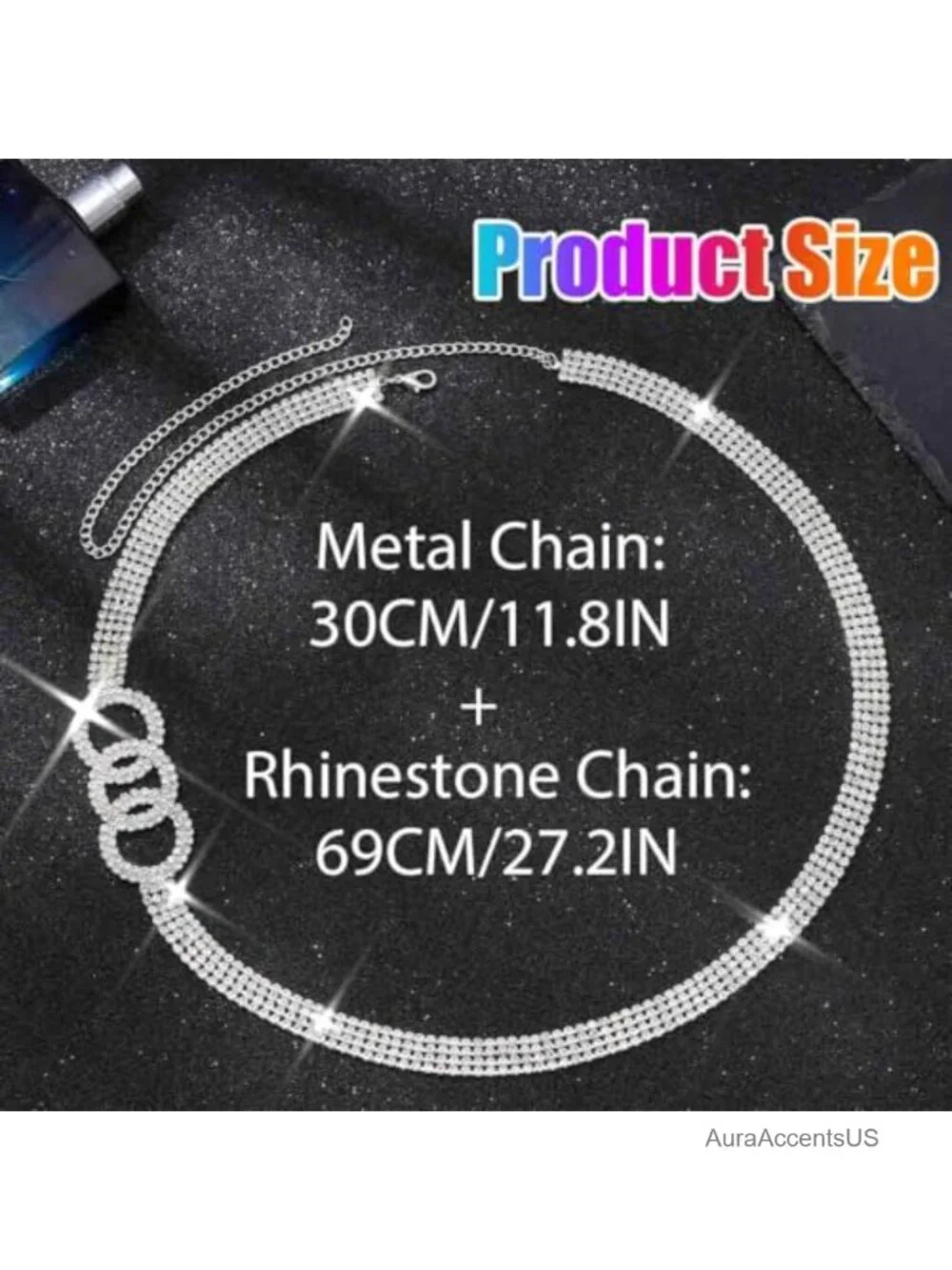 Rhinestone Chain Belt Silver Bling Dress Belt Sparkly Waist Accessories
